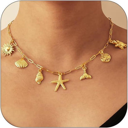 Fashion Shell Sun Starfish Necklace